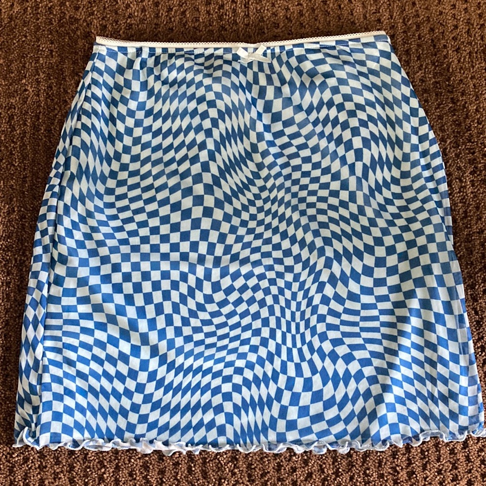 Blue duo-toned checkered mini skirt from Wild Fable Size S